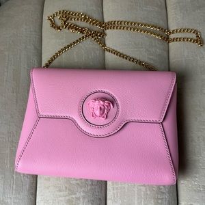 Versace La Medusa Pink Pebbled Calf Leather